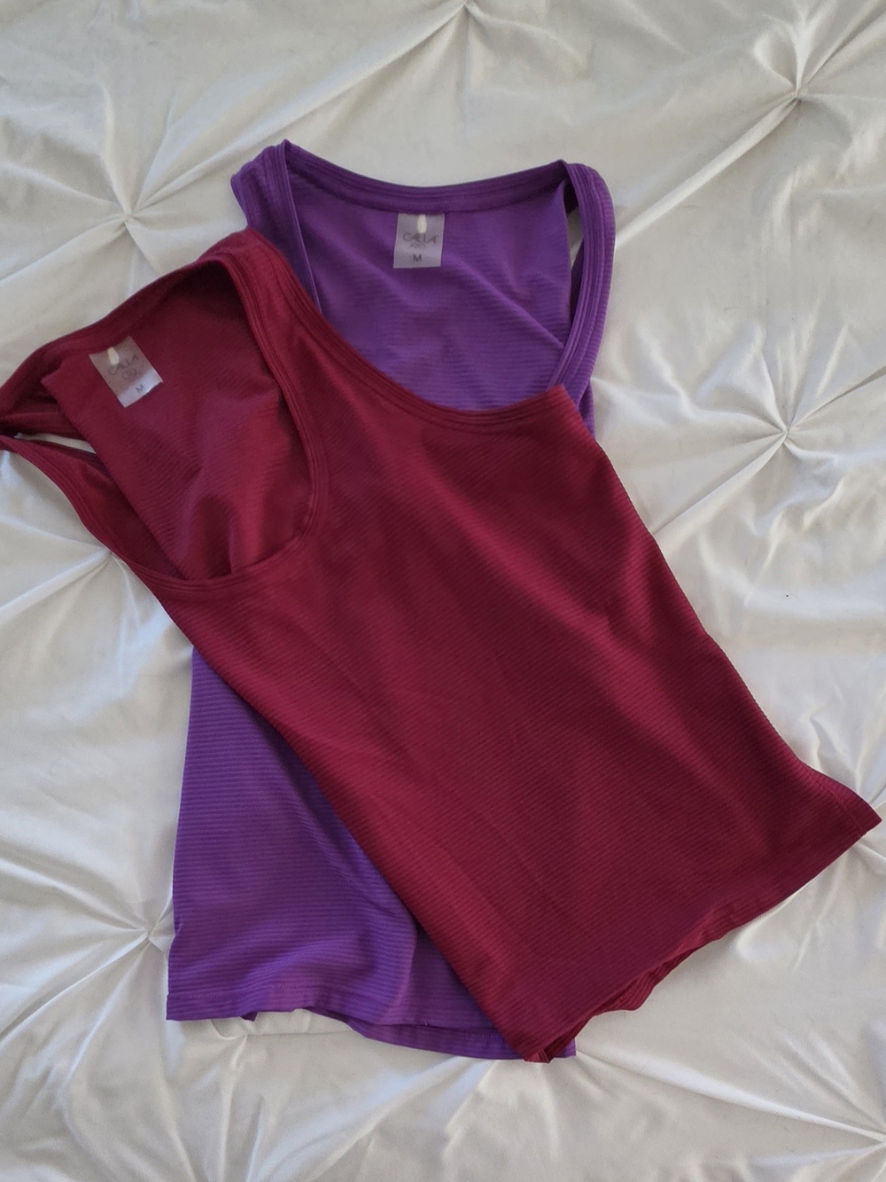 Two Calia Scoop Neck Ribbed Athletic Tops